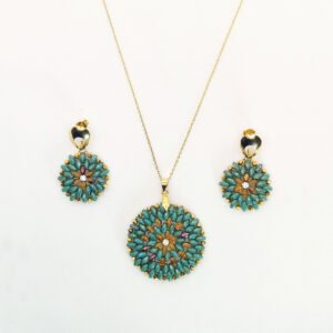 Aqua Luz Set – Mandala Necklace & Earrings